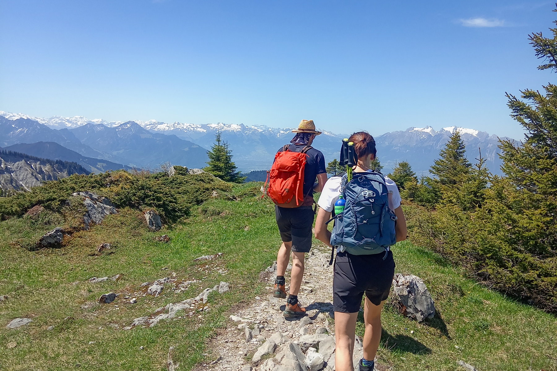 Vom Gipfel Richtung Freschenhaus: Blick auf die schweizer Berge. Foto: Norman und Lisa